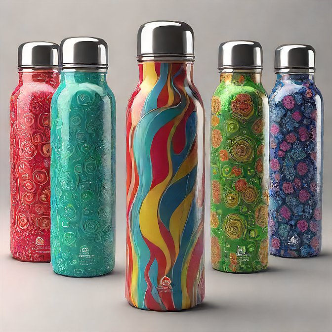 Multi-color insulated water bottle with sleek design. 