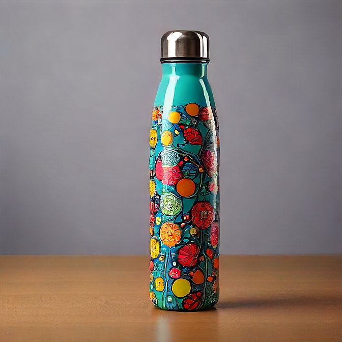 Durable insulated bottle with a rainbow design