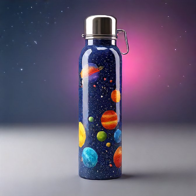 Galactic-themed insulated water bottle for space lovers