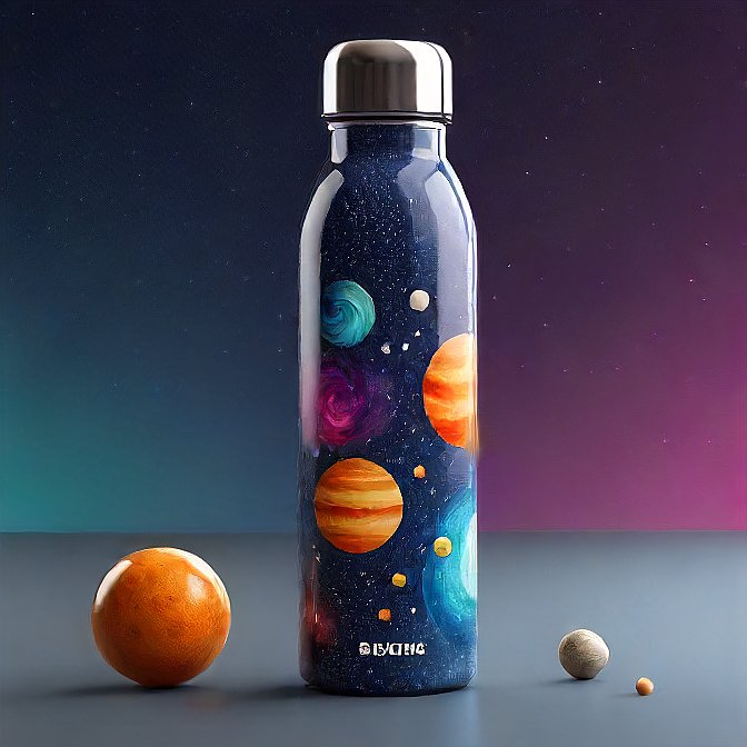 Space edition insulated water bottle with cosmic patterns