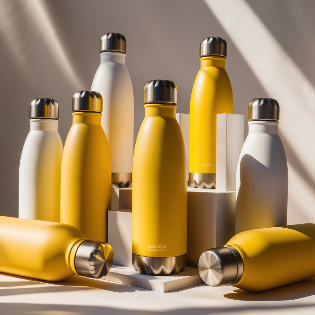 Buy Premium Thermo flask Water Bottles – Vibrant Yellow & White – Keep Drinks Cold All Day